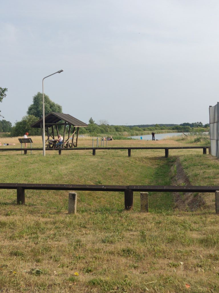 Picnic table at lake